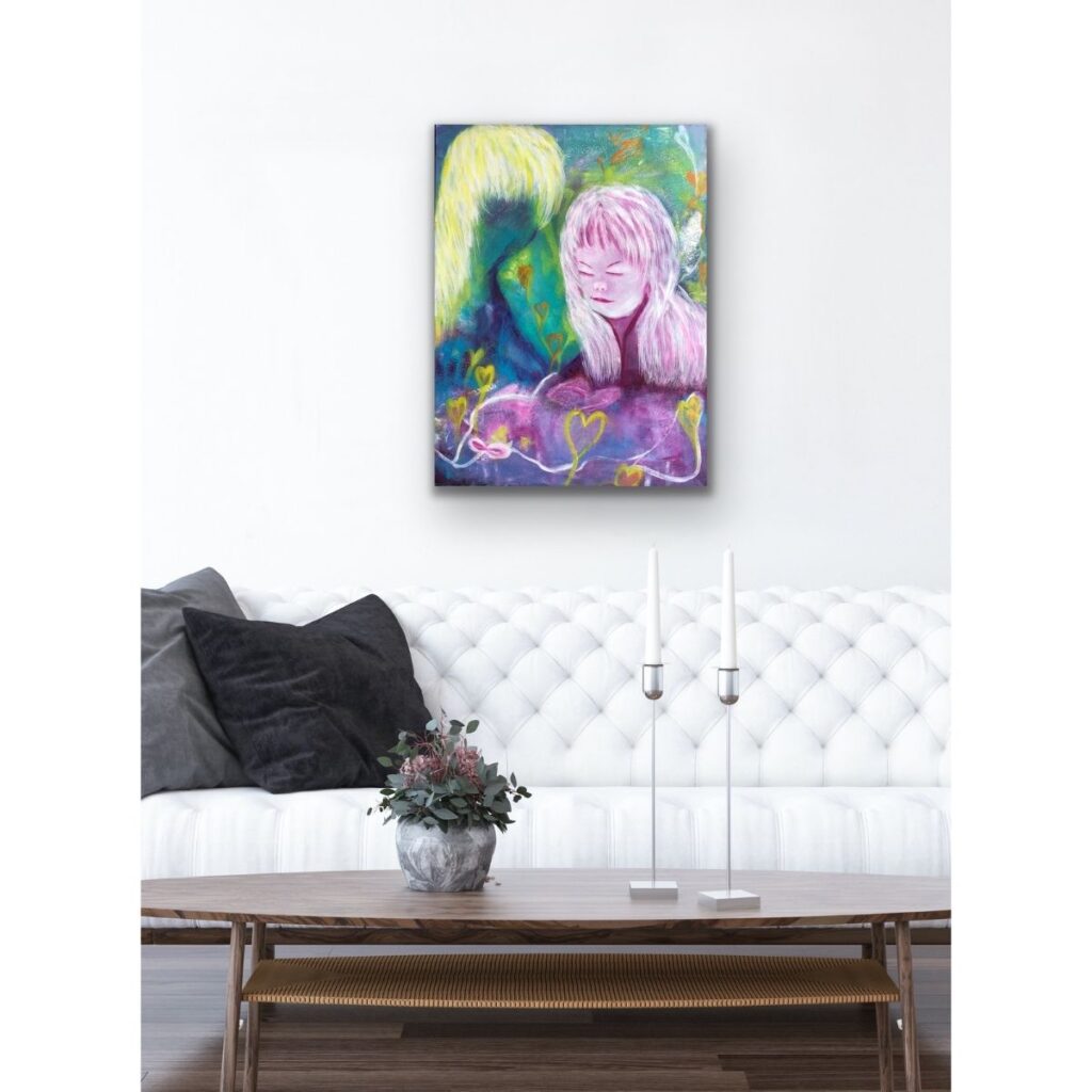 Maleriet; sjelsbånd satt inn i interiør