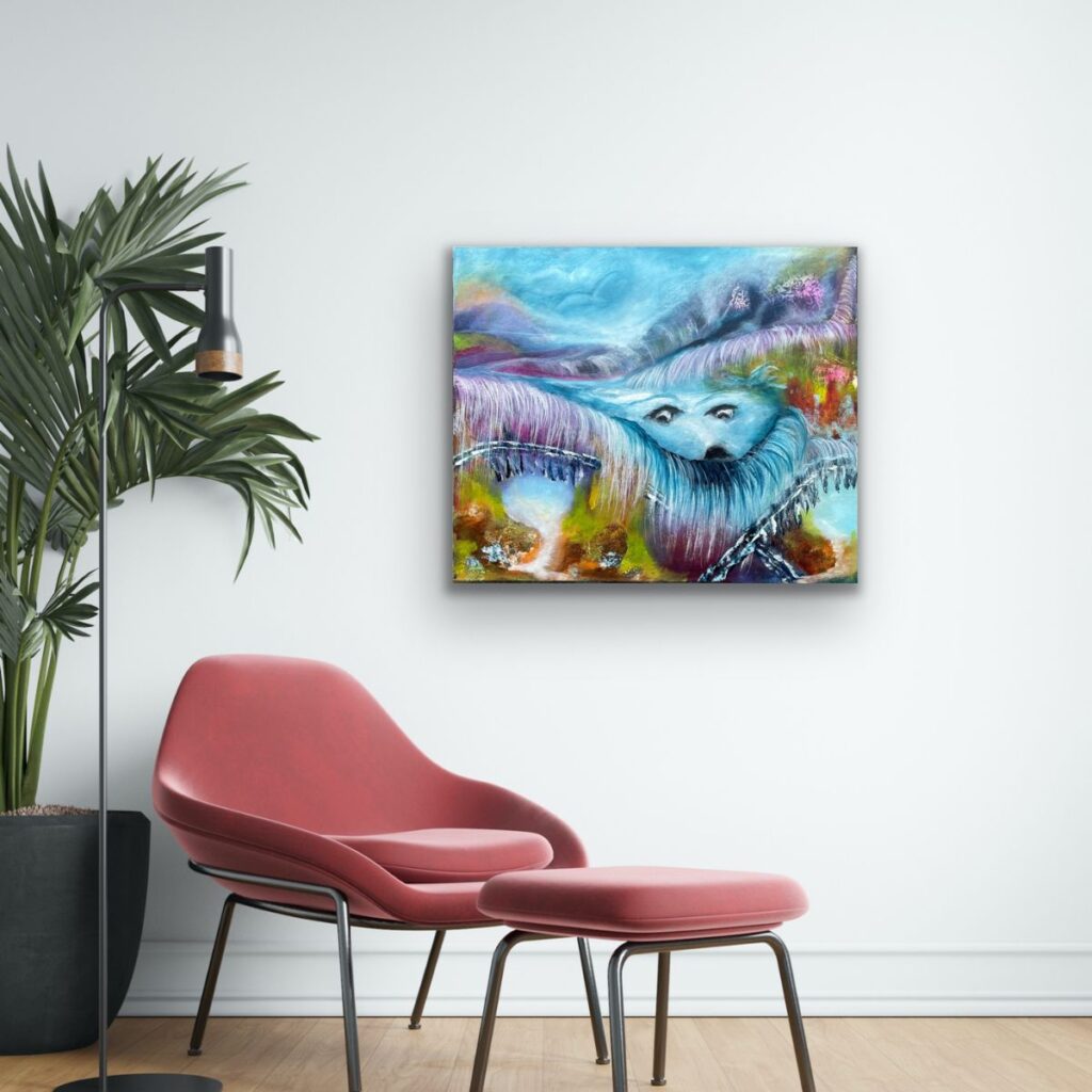 Gjennom kreativt arbeid som dette maleriet på veggen viser får jeg utvikling og vekst som kunstner.